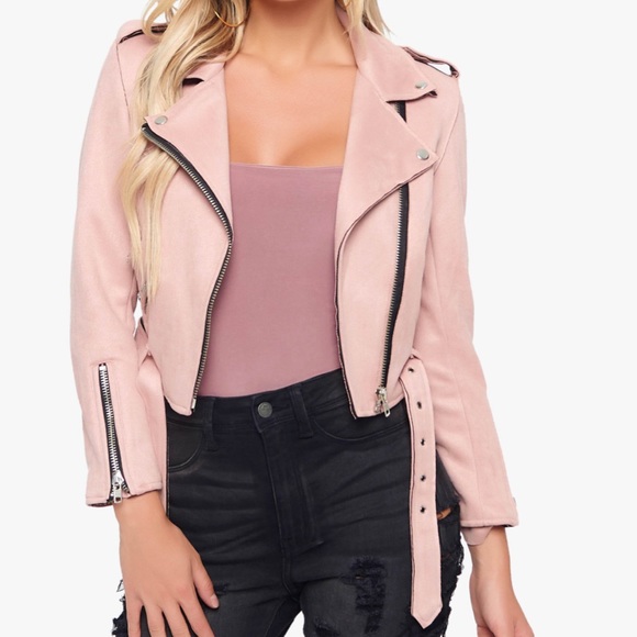 Honeybum Jackets & Blazers - Please Stop Suede Dusty Rose Moto Jacket Honeybum
